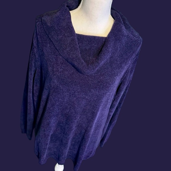 Marks & Spencer Deep Purple Ribbed Chenille Cowl Neck Sweater Plus Size 18 - Picture 13 of 14